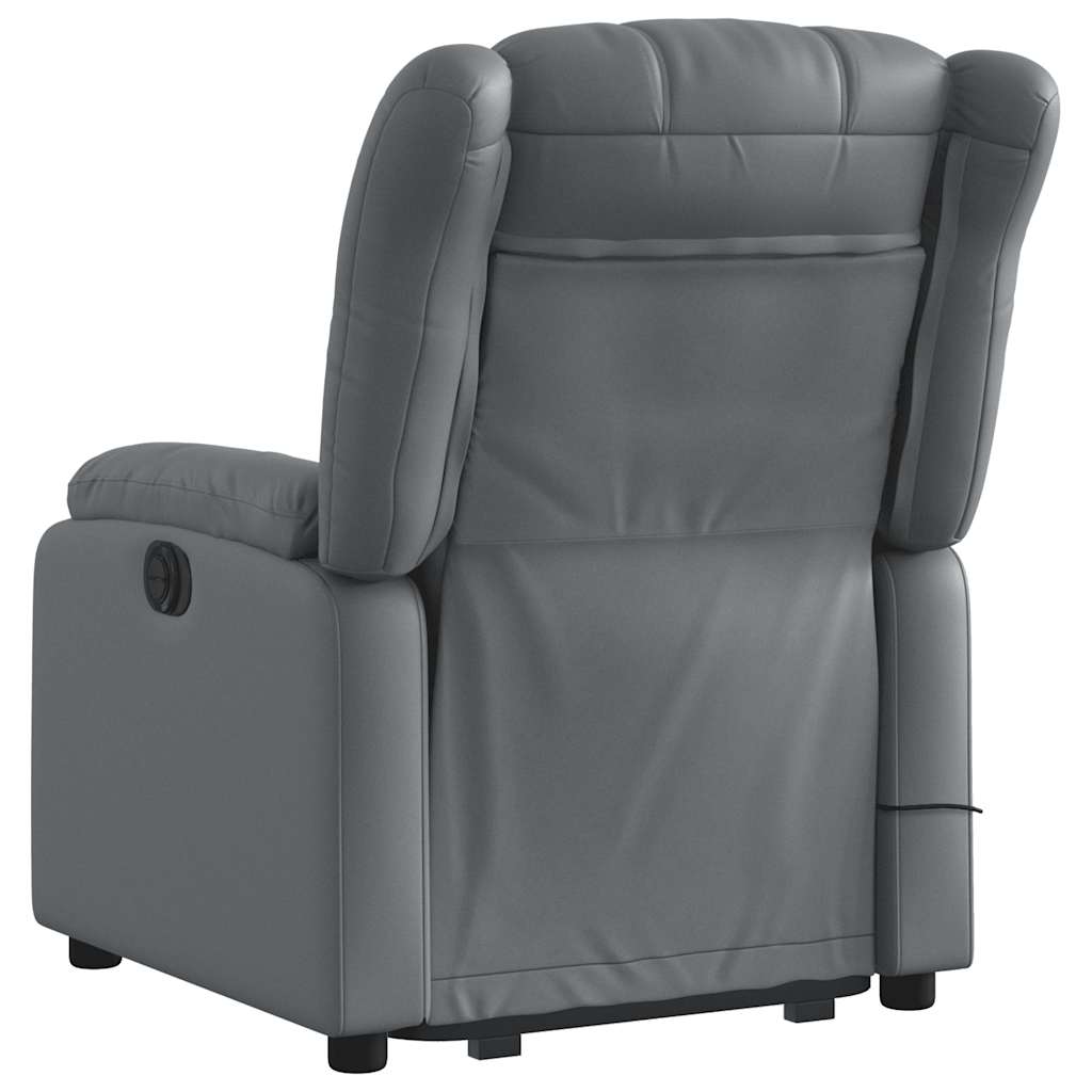 massagestol med løftefunktion kunstlæder grå