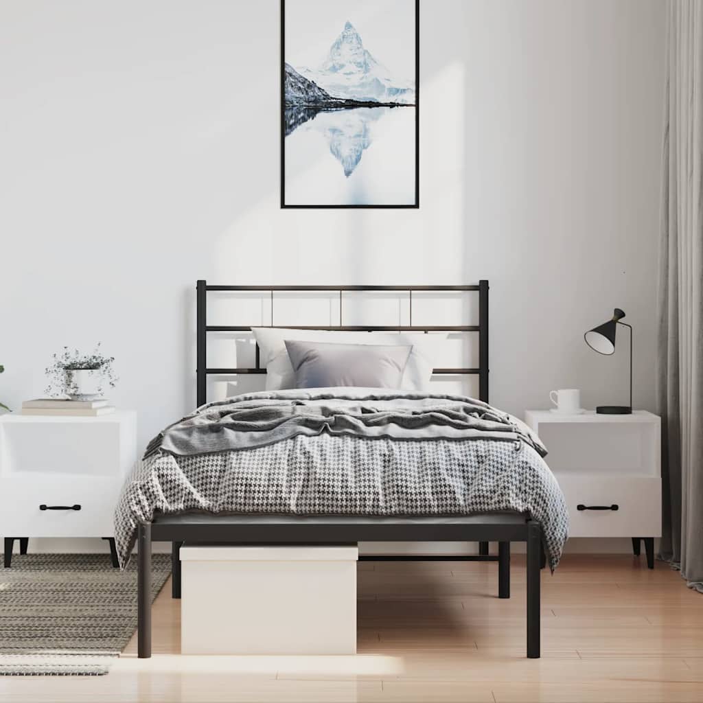 sengeramme med sengegavl 100x200 cm metal sort