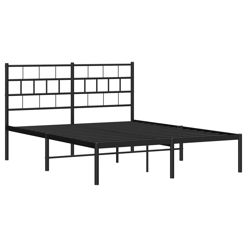 sengeramme med sengegavl 150x200 cm metal sort