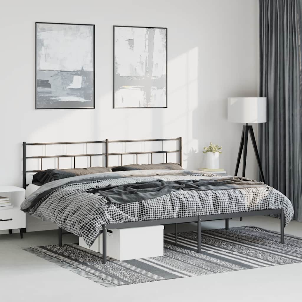 sengeramme med sengegavl 183x213 cm metal sort