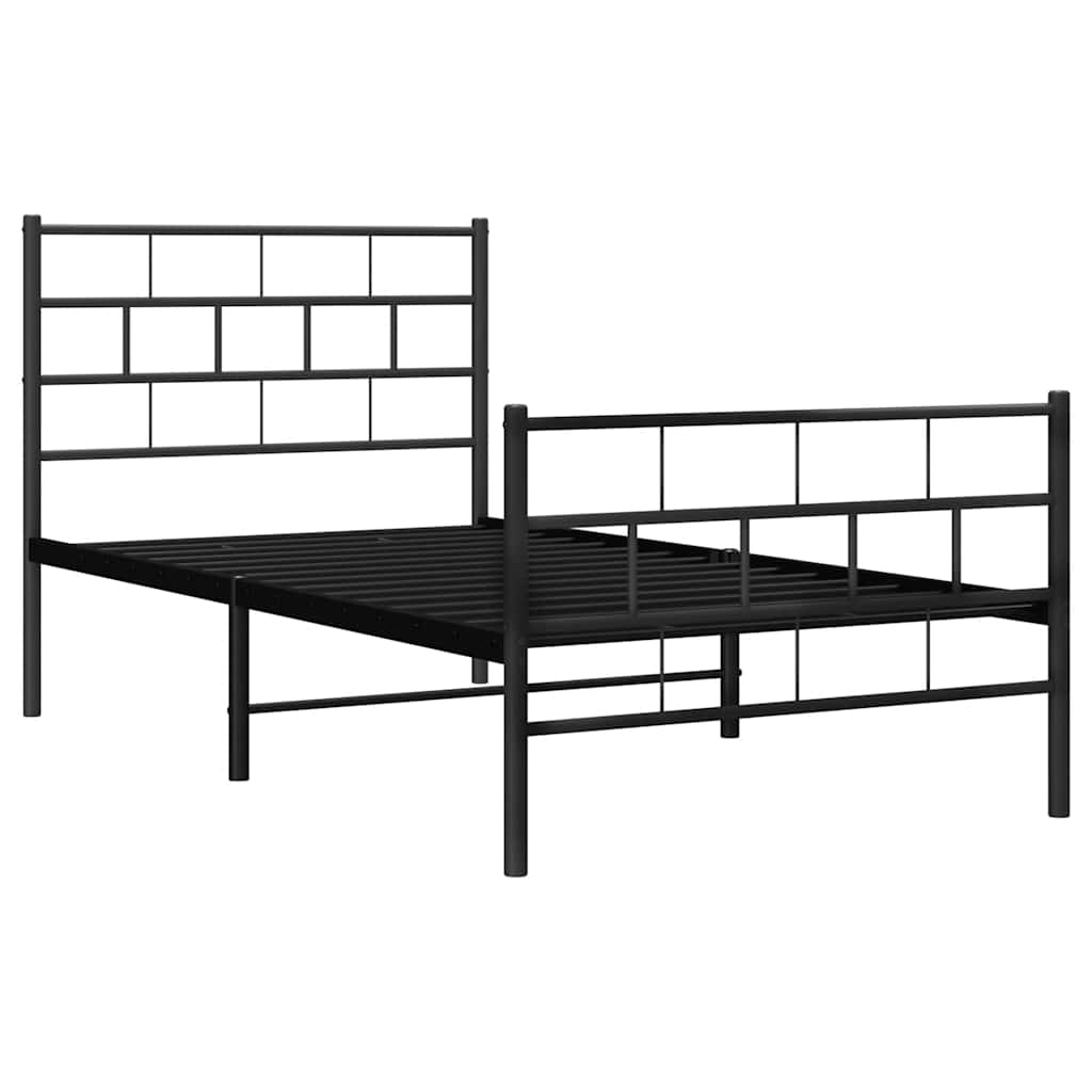 sengeramme med sengegavl og fodgærde 100x200 cm metal sort