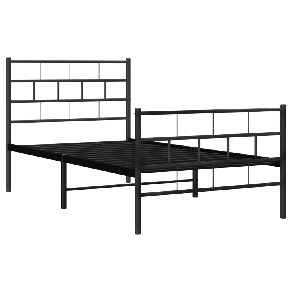 sengeramme med sengegavl og fodgærde 107x203 cm metal sort
