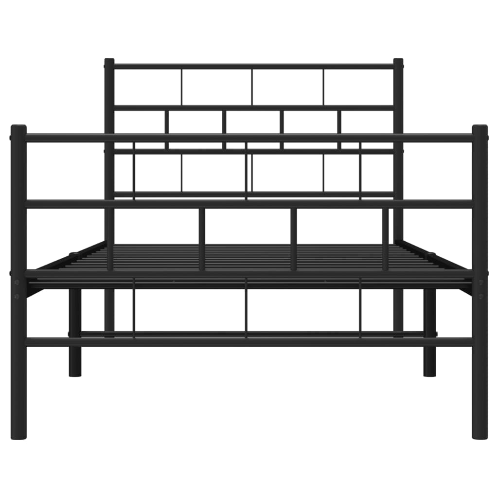 sengeramme med sengegavl og fodgærde 107x203 cm metal sort
