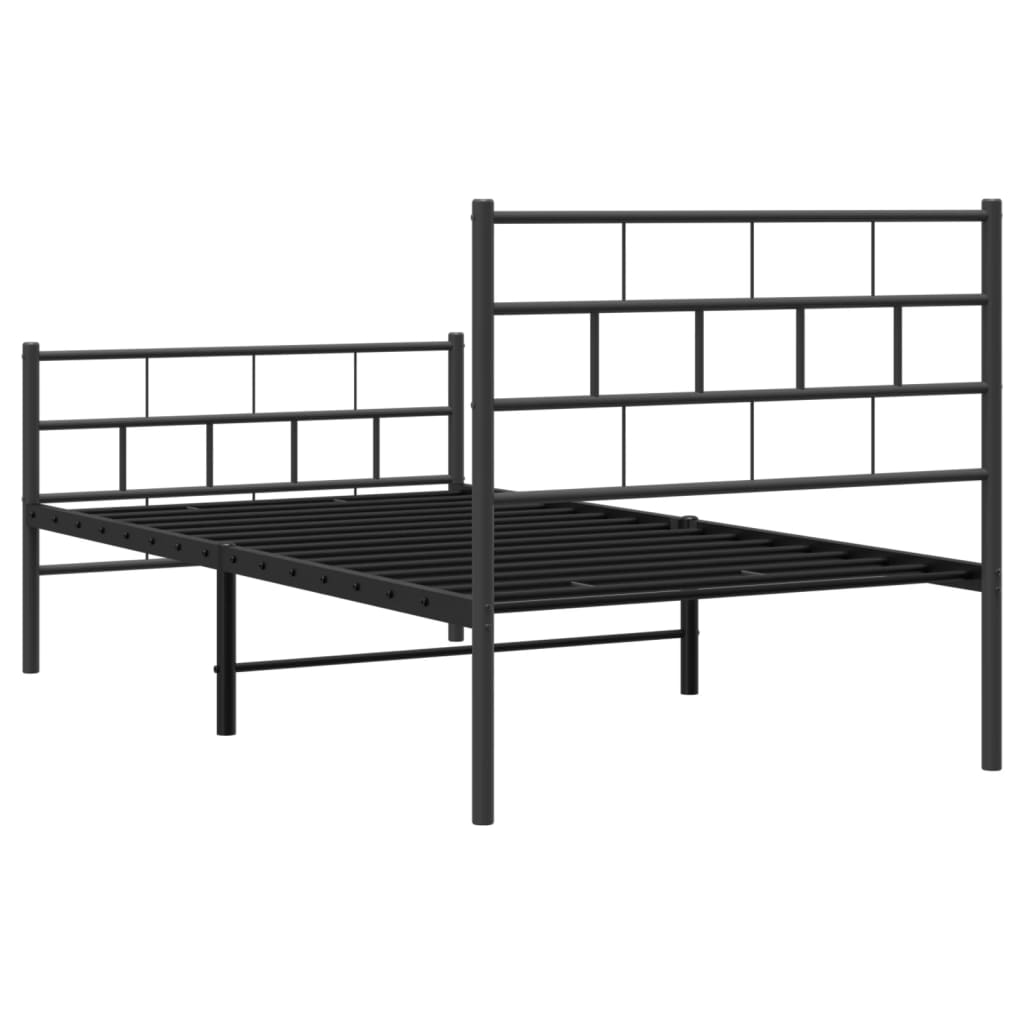 sengeramme med sengegavl og fodgærde 107x203 cm metal sort