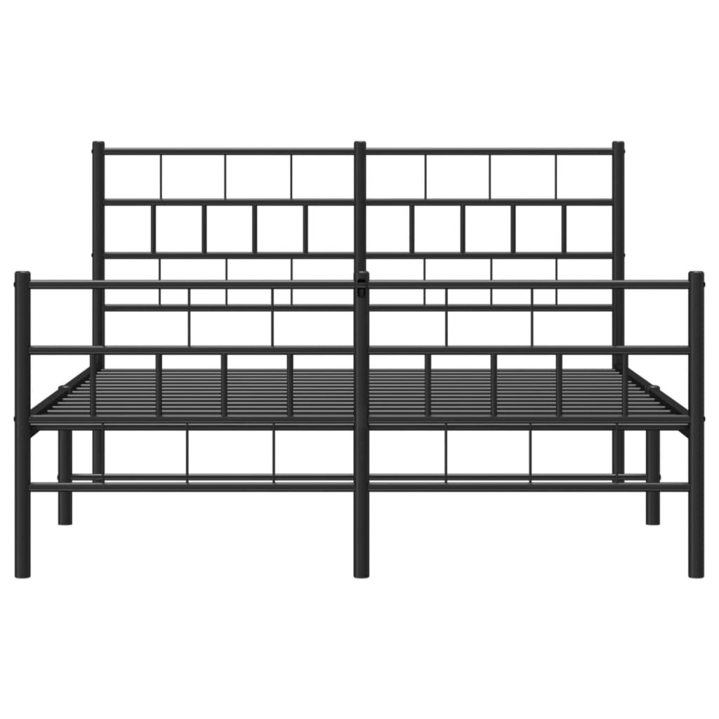 sengeramme med sengegavl og fodgærde 120x200 cm metal sort