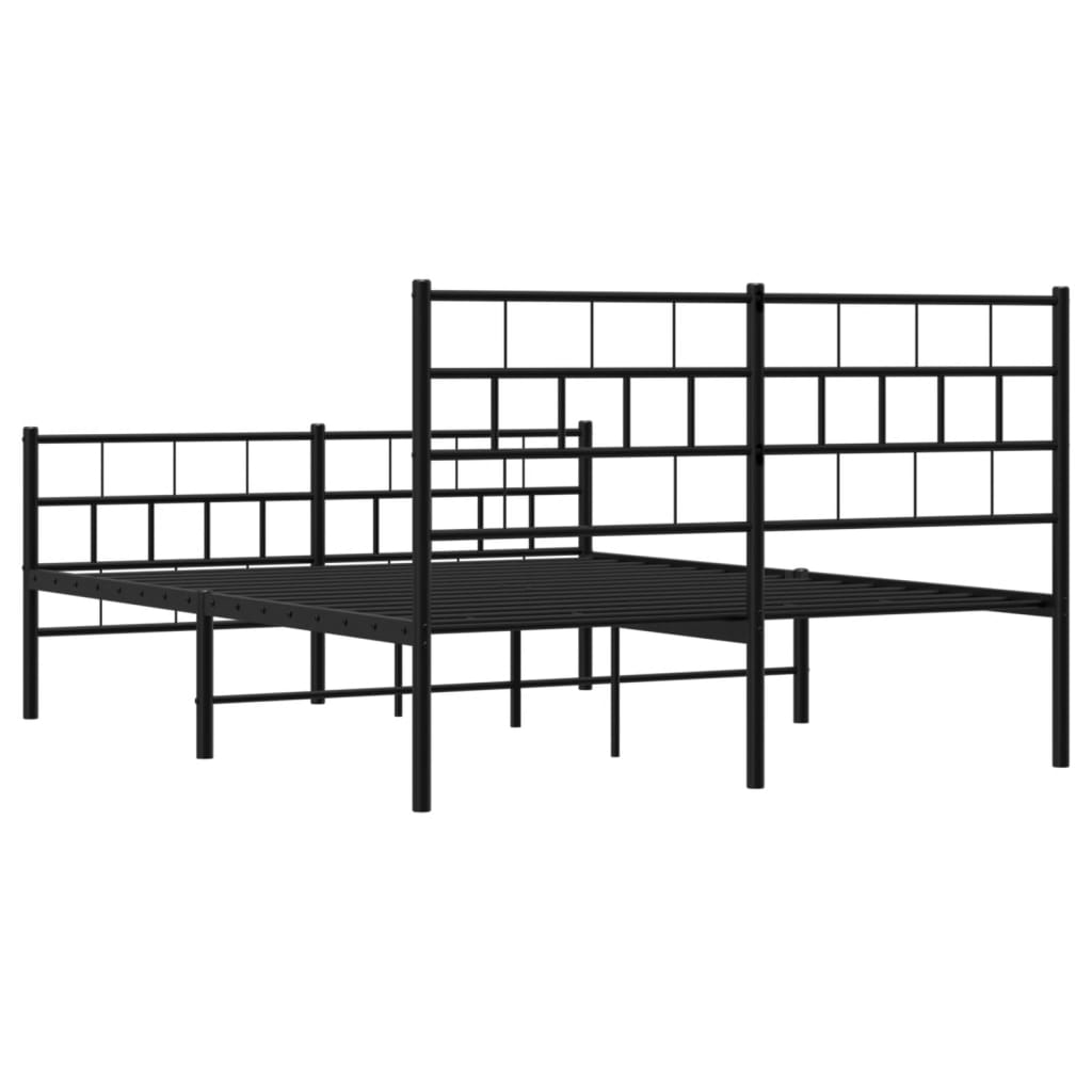 sengeramme med sengegavl og fodgærde 120x200 cm metal sort