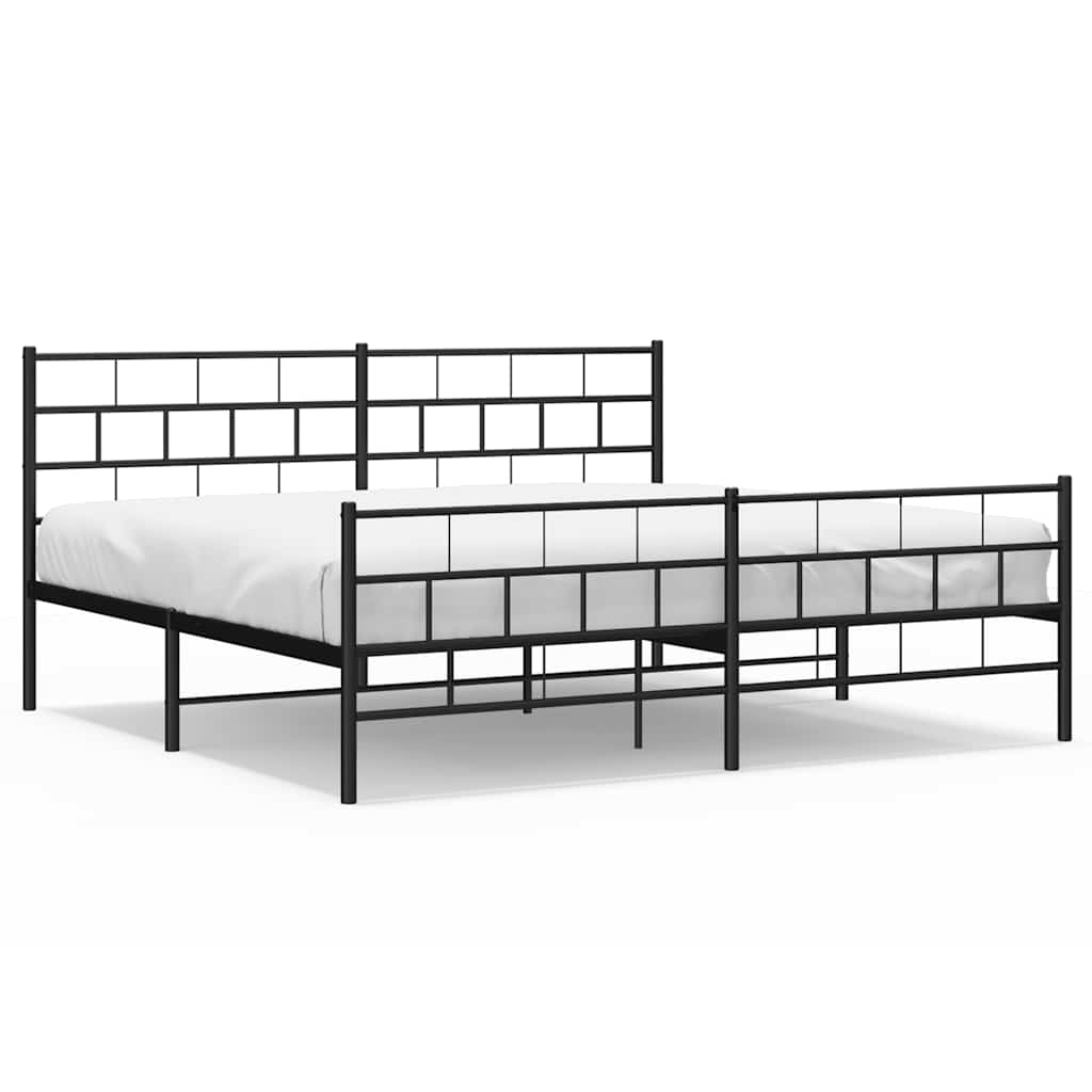 sengeramme med sengegavl og fodgærde 193x203 cm metal sort