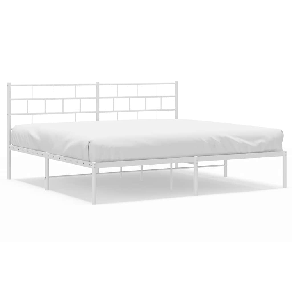 sengeramme med sengegavl 193x203 cm metal hvid