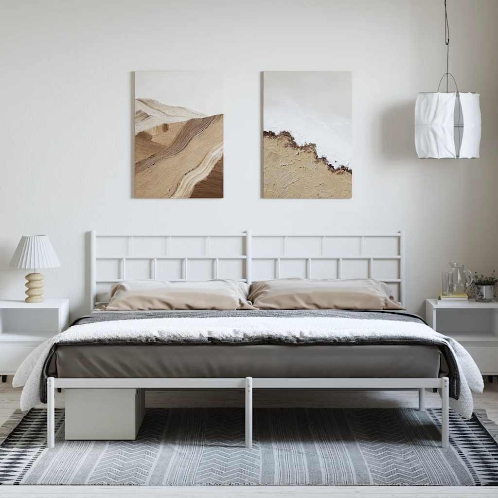 sengeramme med sengegavl 193x203 cm metal hvid