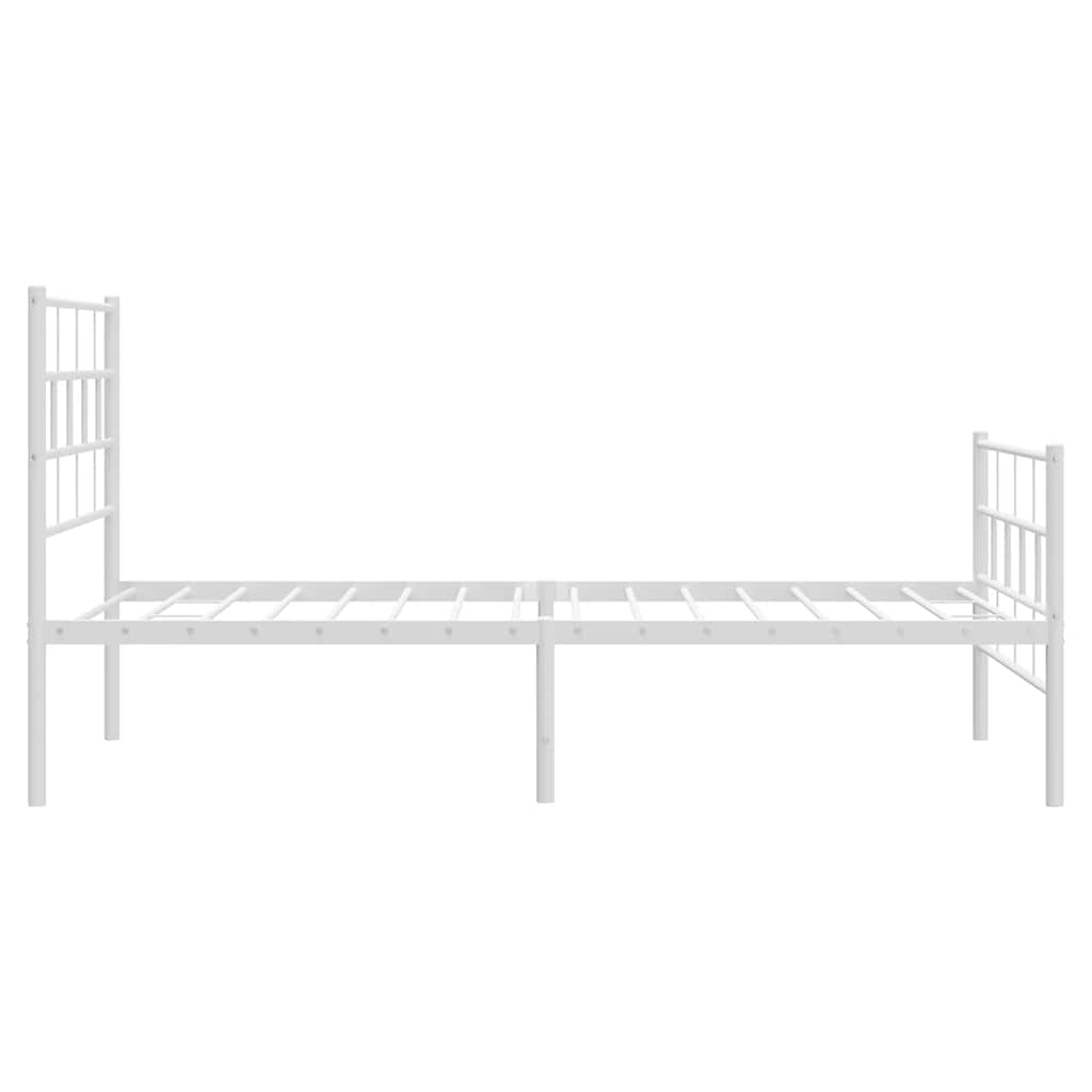 sengeramme med sengegavl og fodgærde 100x190 cm metal hvid