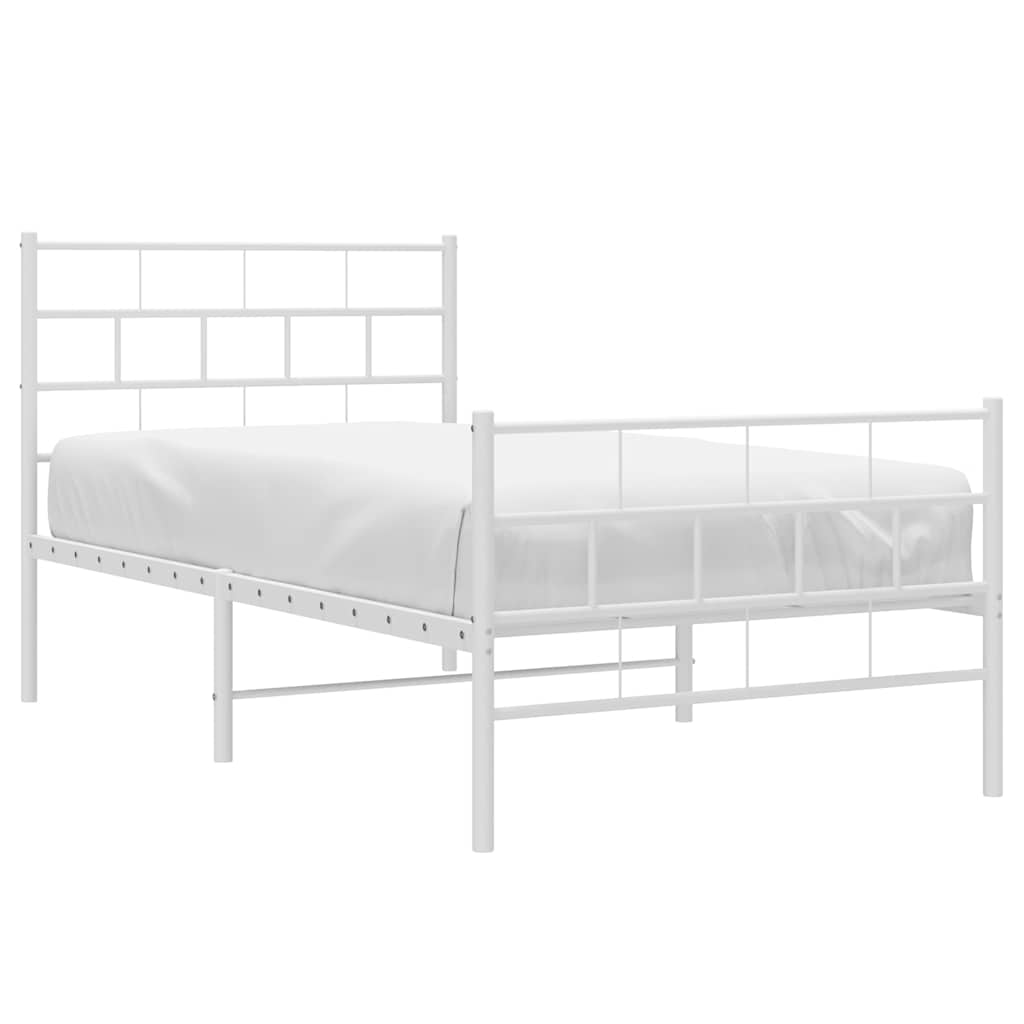 sengeramme med sengegavl og fodgærde 100x200 cm metal hvid