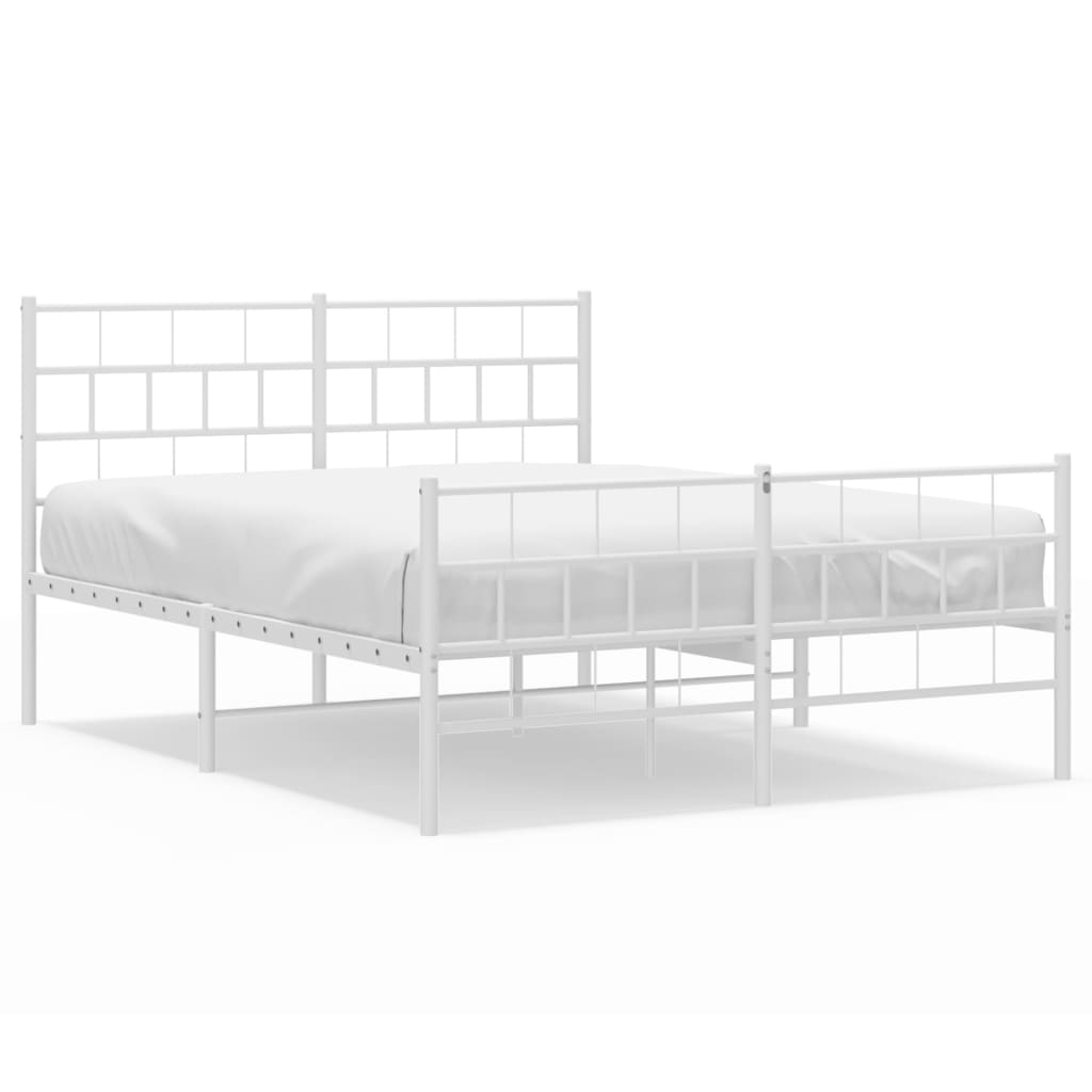 sengeramme med sengegavl og fodgærde 120x200 cm metal hvid