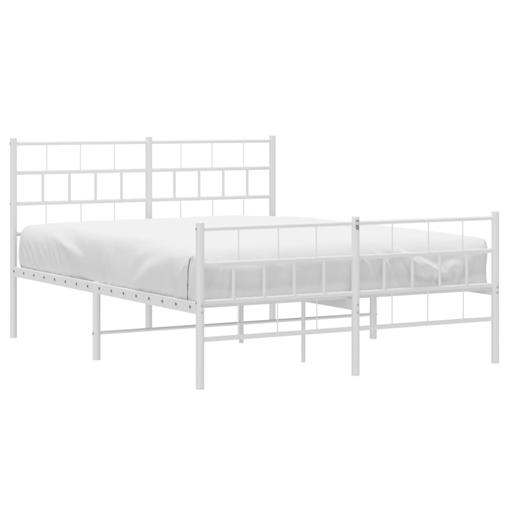sengeramme med sengegavl og fodgærde 160x200 cm metal hvid