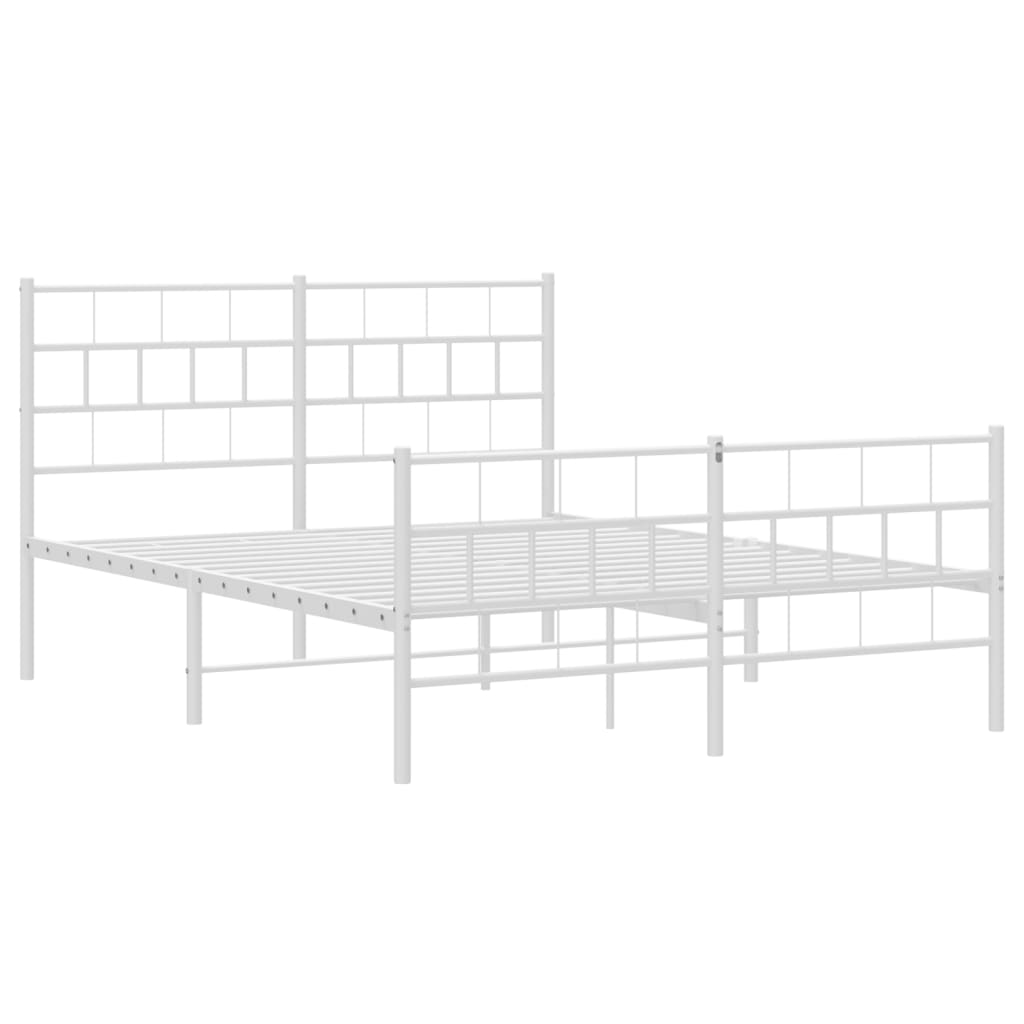 sengeramme med sengegavl og fodgærde 160x200 cm metal hvid