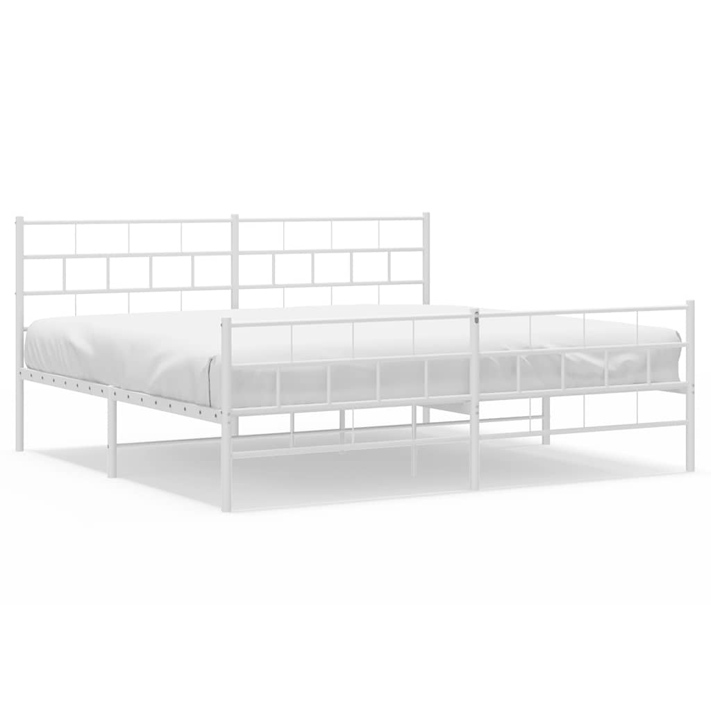 sengeramme med sengegavl og fodgærde 183x213 cm metal hvid