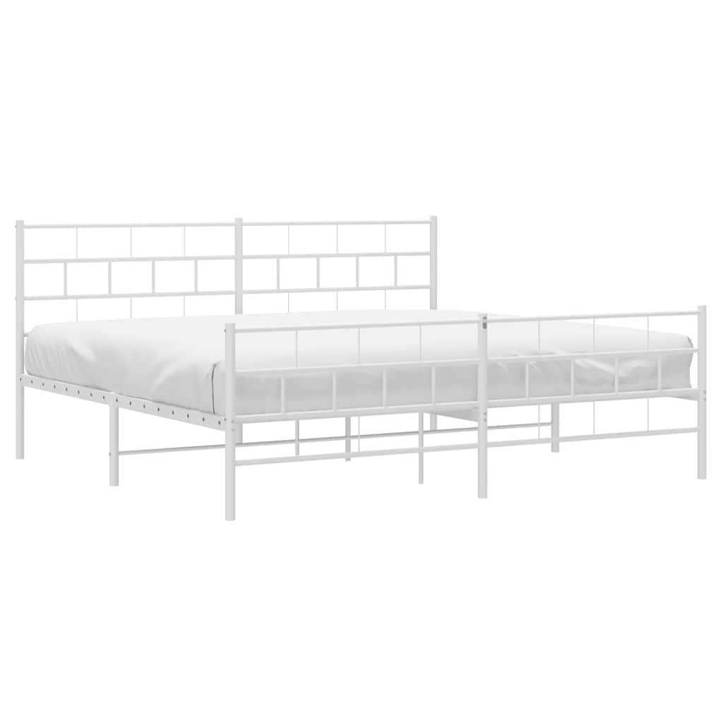 sengeramme med sengegavl og fodgærde 183x213 cm metal hvid