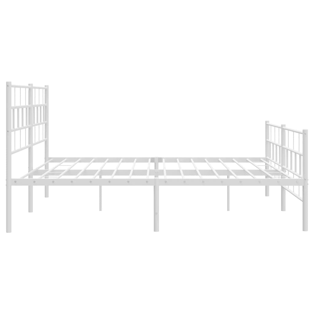 sengeramme med sengegavl og fodgærde 200x200 cm metal hvid