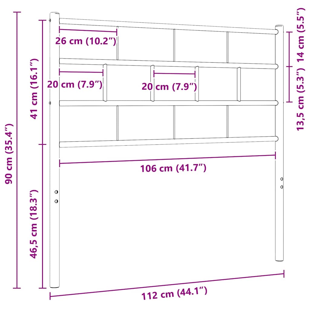 udskiftningsgavl 107 cm metal hvid