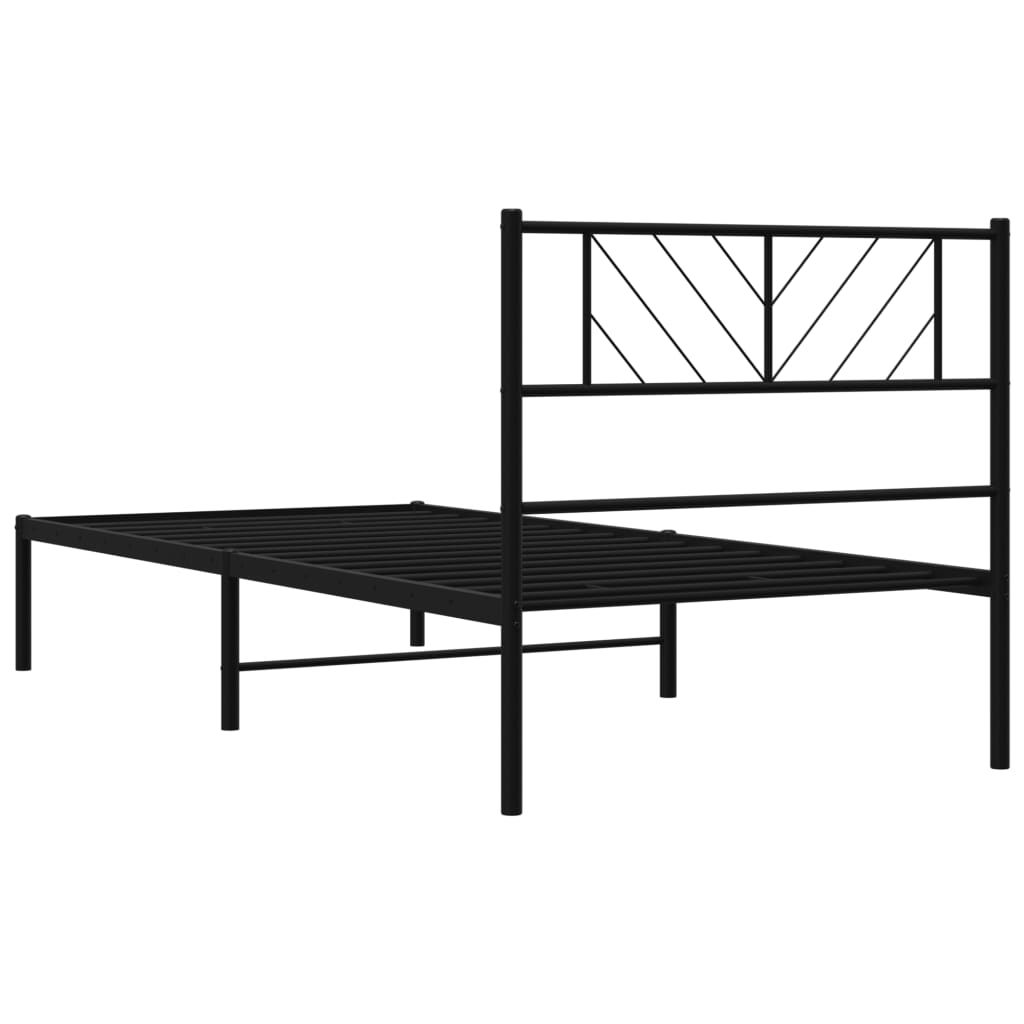 sengeramme med sengegavl 90x190 cm metal sort