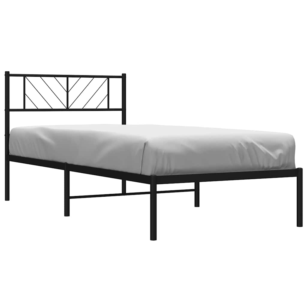 sengeramme med sengegavl 100x190 cm metal sort