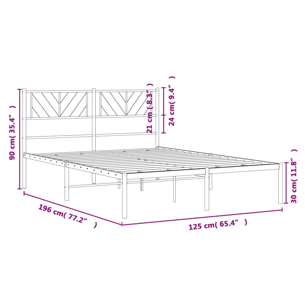 sengeramme med sengegavl 120x190 cm metal sort