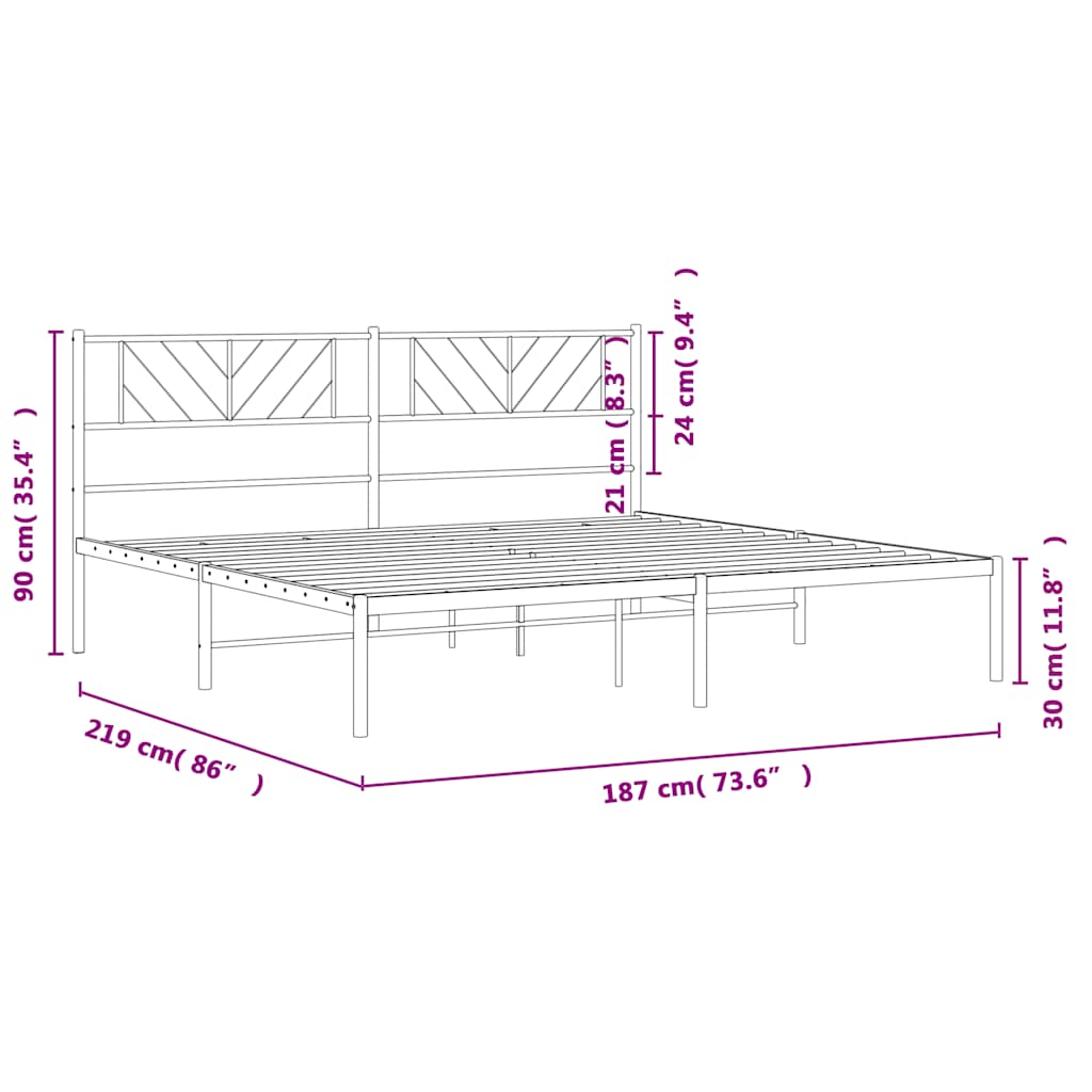 sengeramme med sengegavl 183x213 cm metal sort
