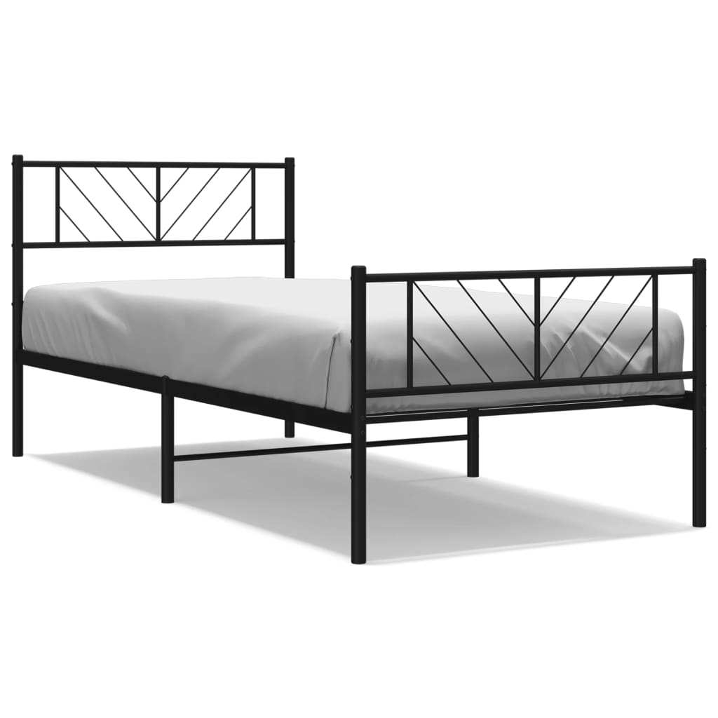sengeramme med sengegavl og fodgærde 90x190 cm metal sort