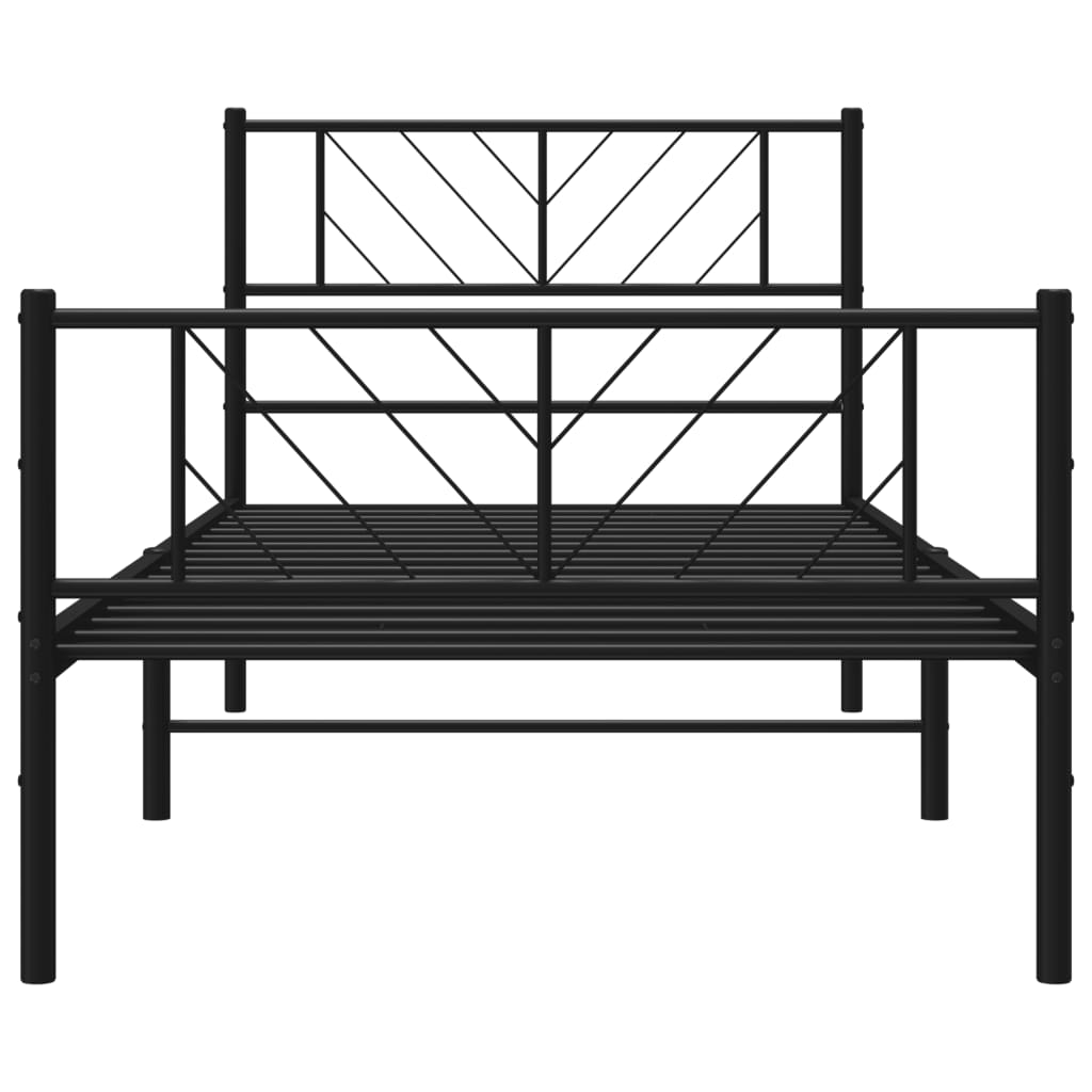sengeramme med sengegavl og fodgærde 90x190 cm metal sort