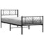 sengeramme med sengegavl og fodgærde 90x200 cm metal sort