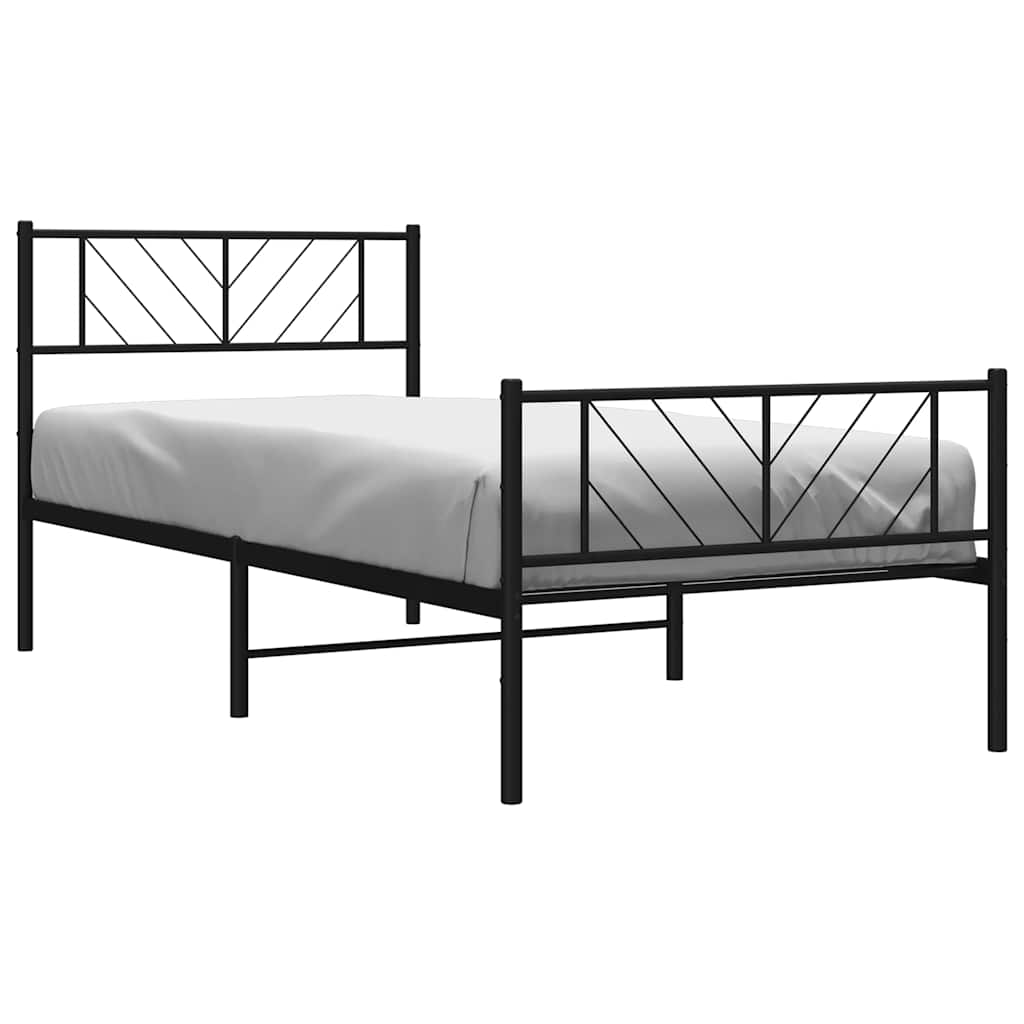 sengeramme med sengegavl og fodgærde 100x190 cm metal sort