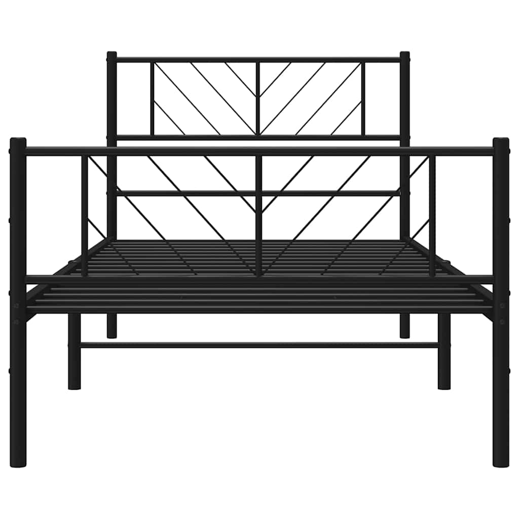 sengeramme med sengegavl og fodgærde 100x190 cm metal sort