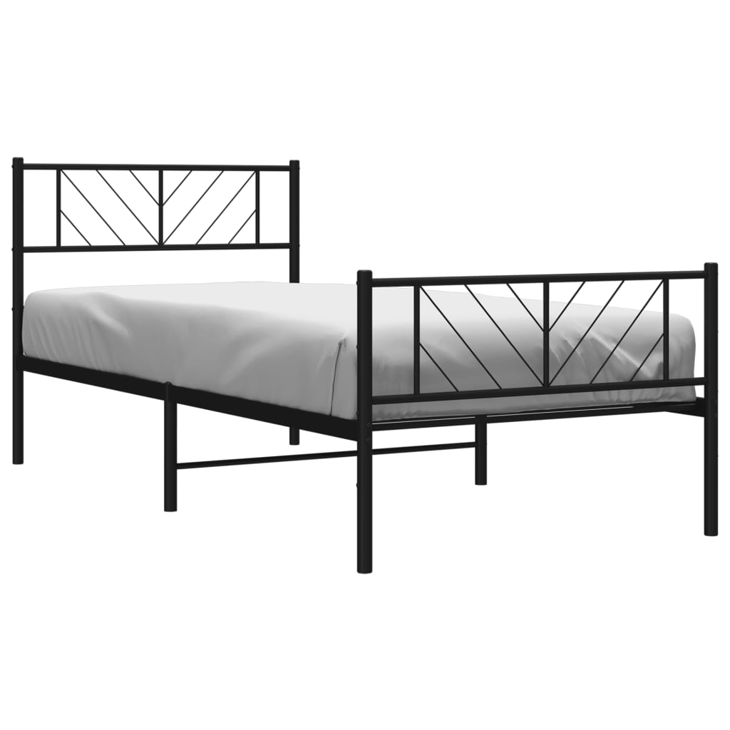 sengeramme med sengegavl og fodgærde 100x200 cm metal sort