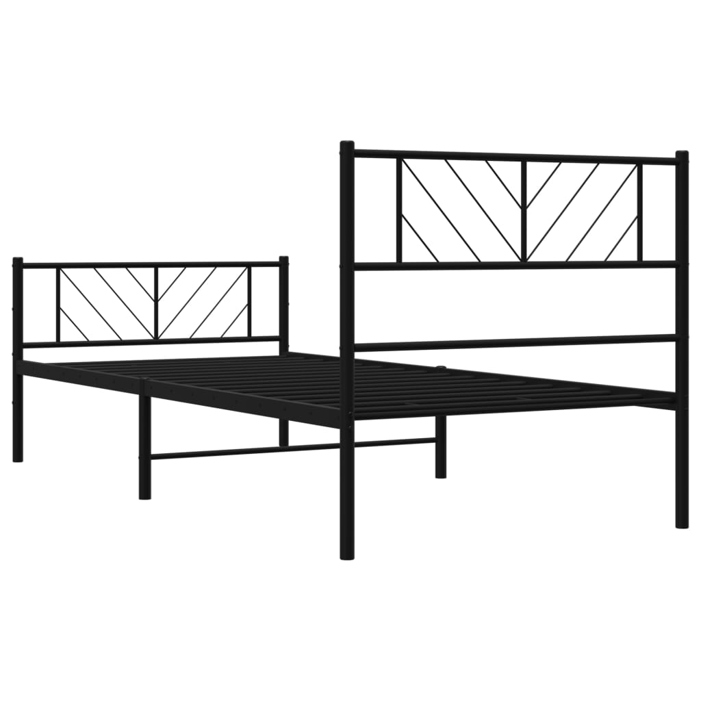 sengeramme med sengegavl og fodgærde 107x203 cm metal sort