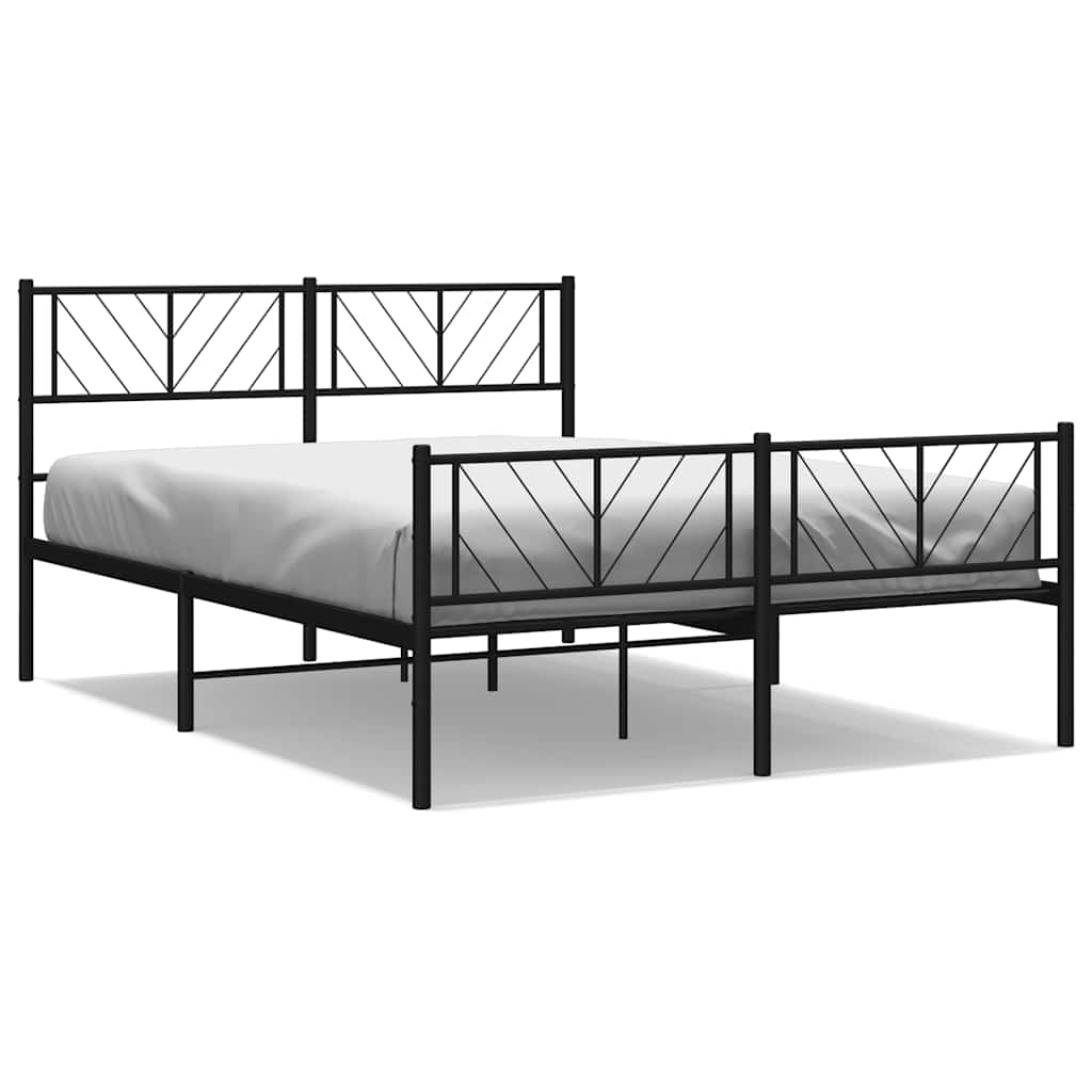 sengeramme med sengegavl og fodgærde 120x190 cm metal sort