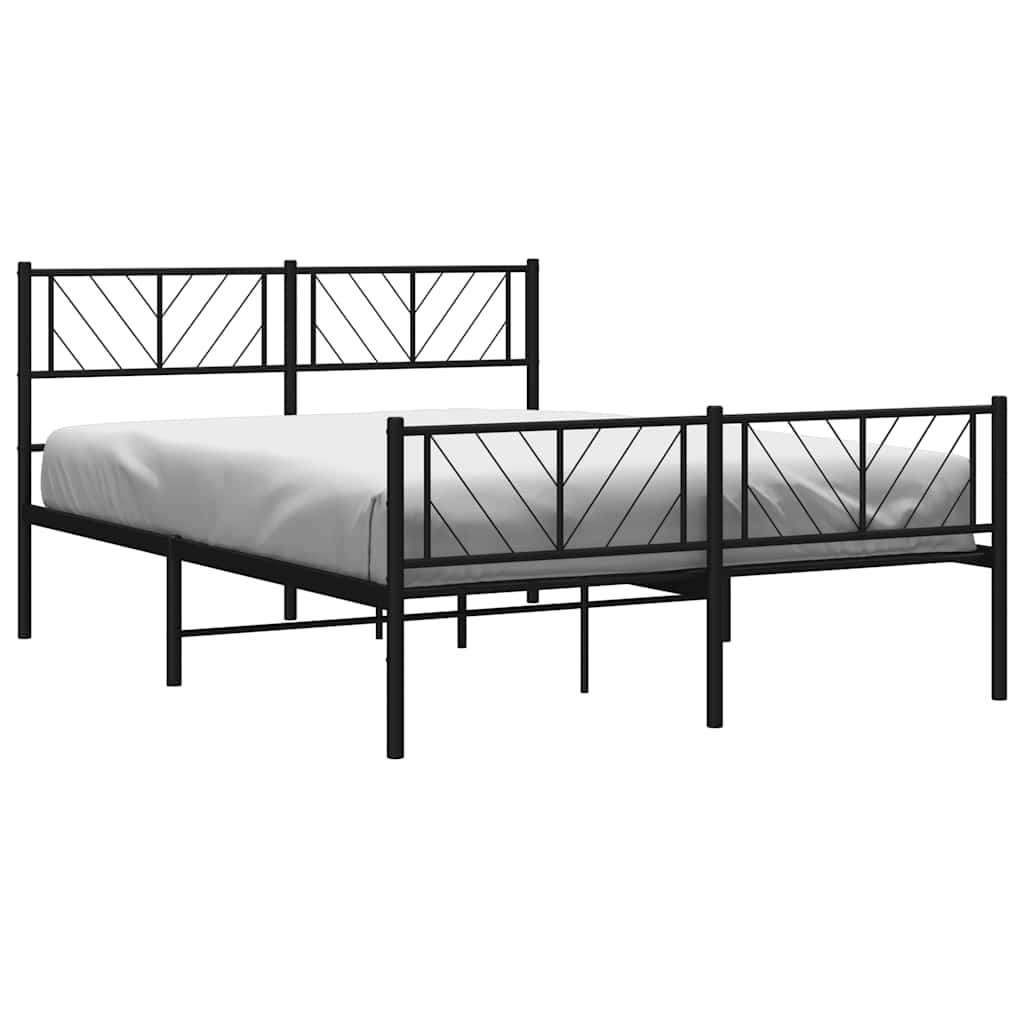sengeramme med sengegavl og fodgærde 135x190 cm metal sort
