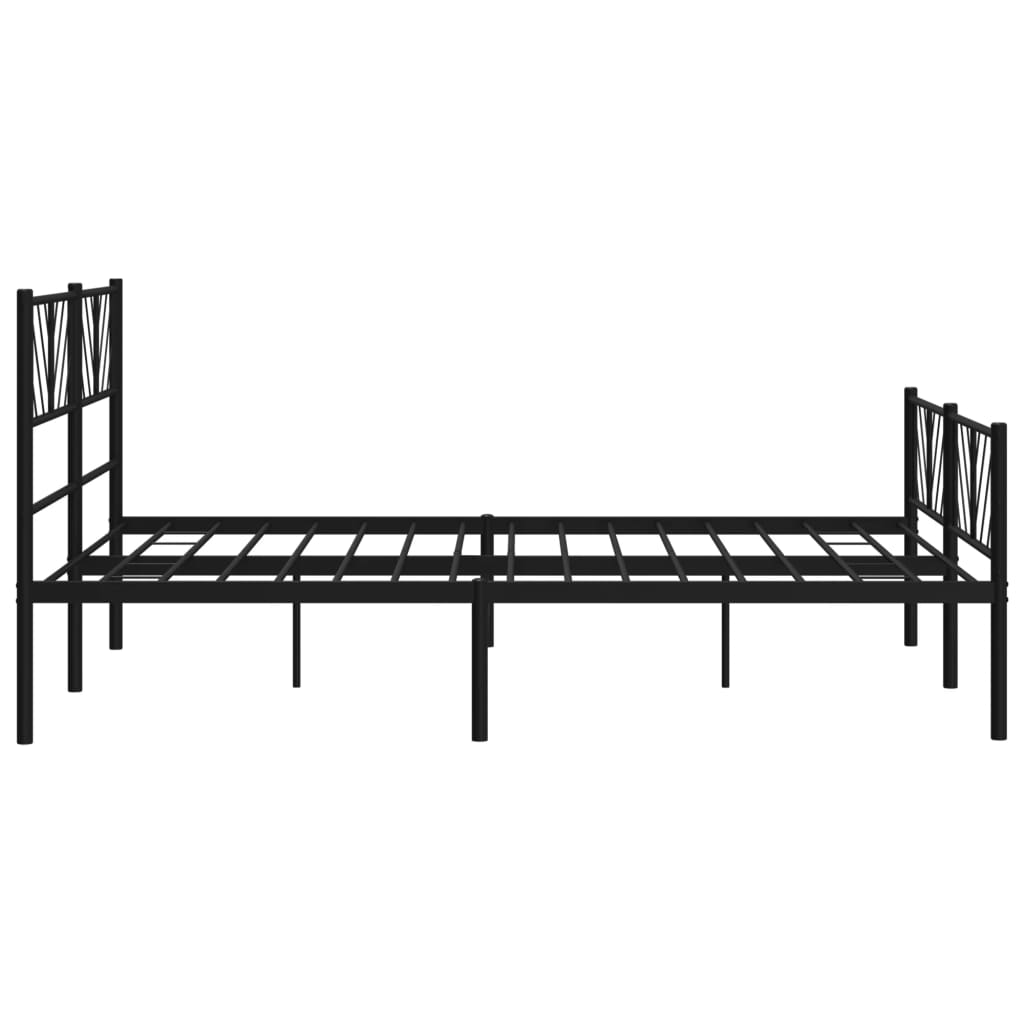 sengeramme med sengegavl og fodgærde 140x190 cm metal sort
