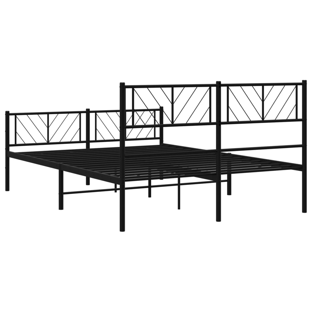 sengeramme med sengegavl og fodgærde 140x190 cm metal sort