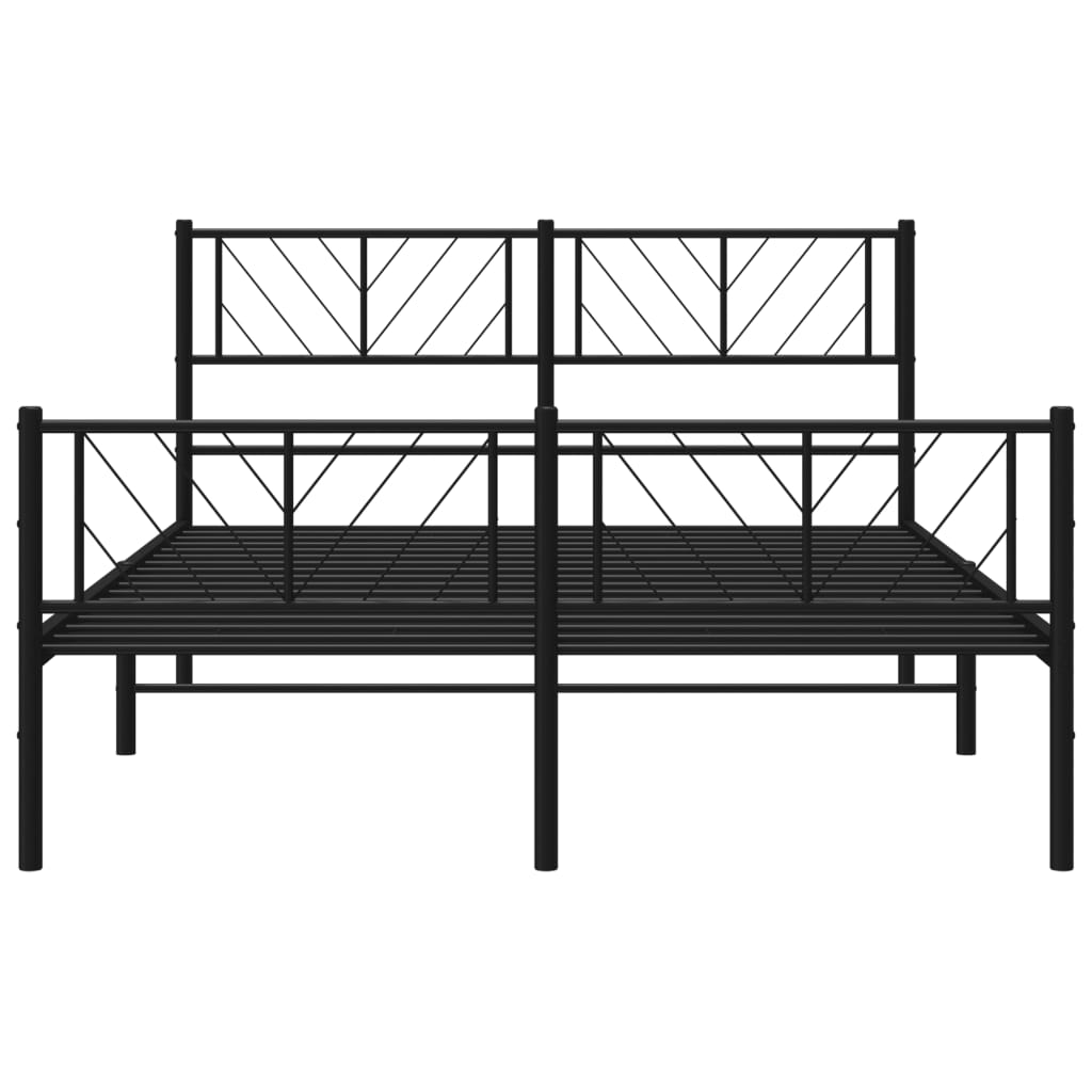sengeramme med sengegavl og fodgærde 140x200 cm metal sort