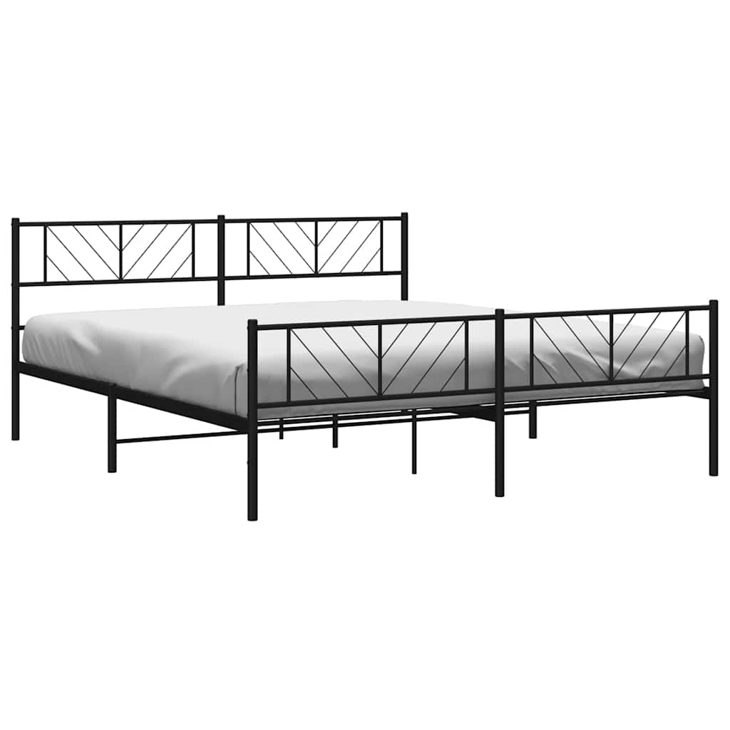 sengeramme med sengegavl og fodgærde 183x213 cm metal sort