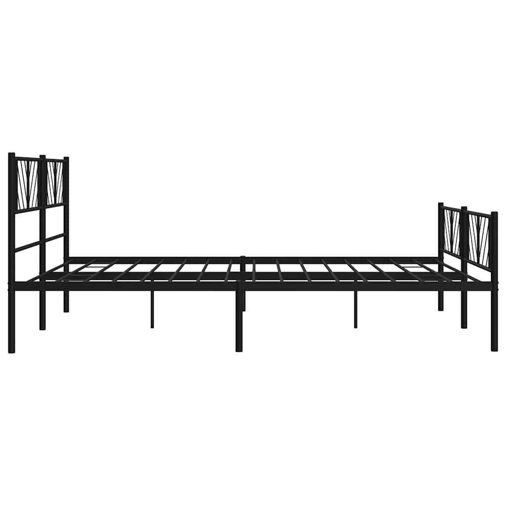 sengeramme med sengegavl og fodgærde 183x213 cm metal sort