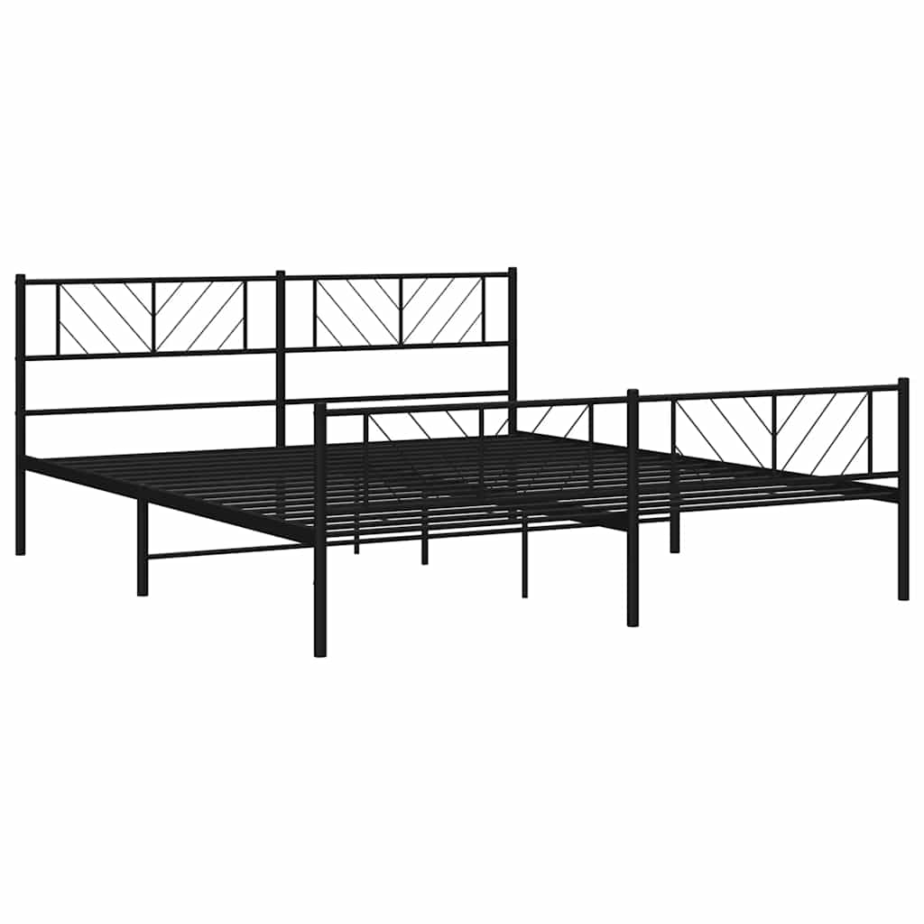 sengeramme med sengegavl og fodgærde 193x203 cm metal sort
