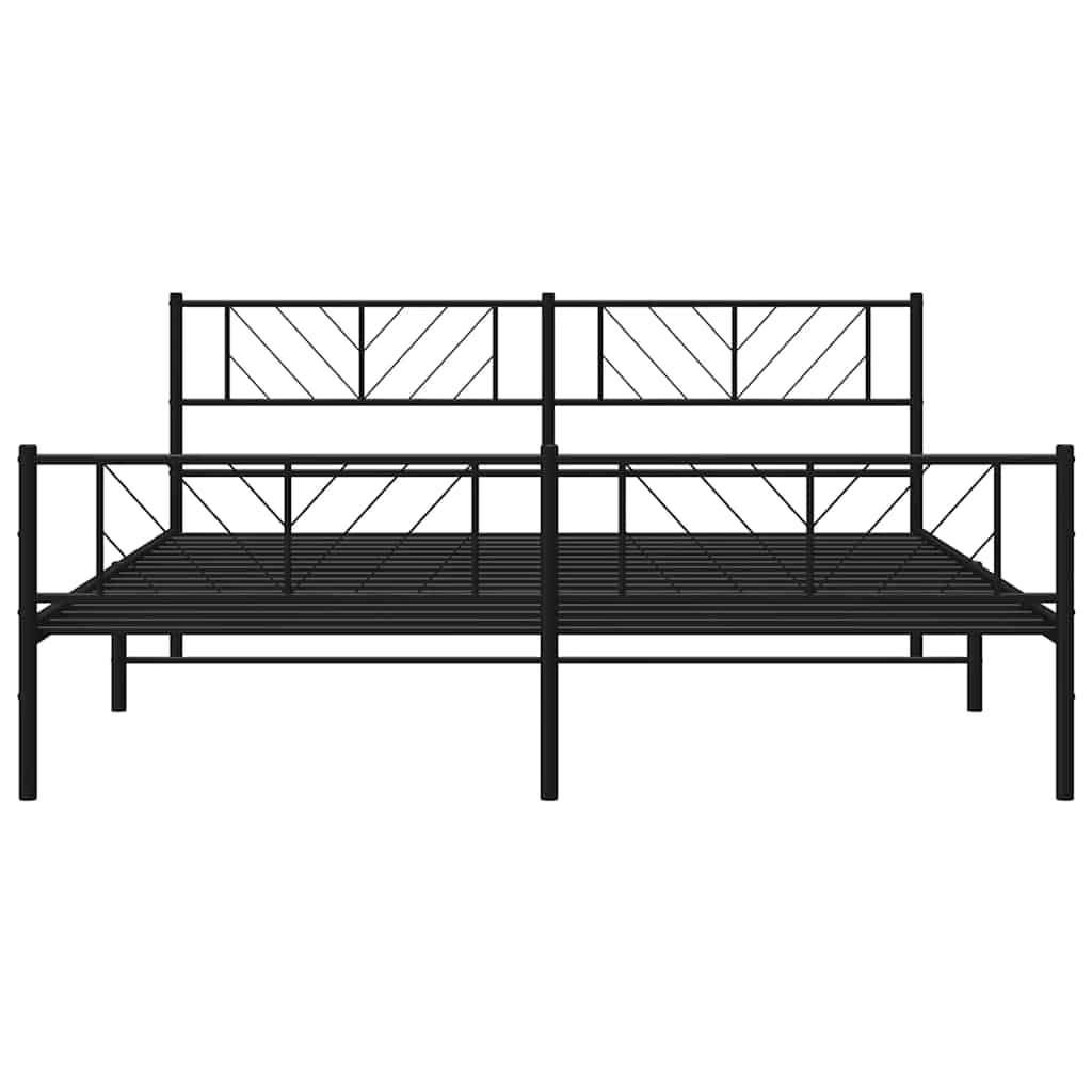 sengeramme med sengegavl og fodgærde 193x203 cm metal sort