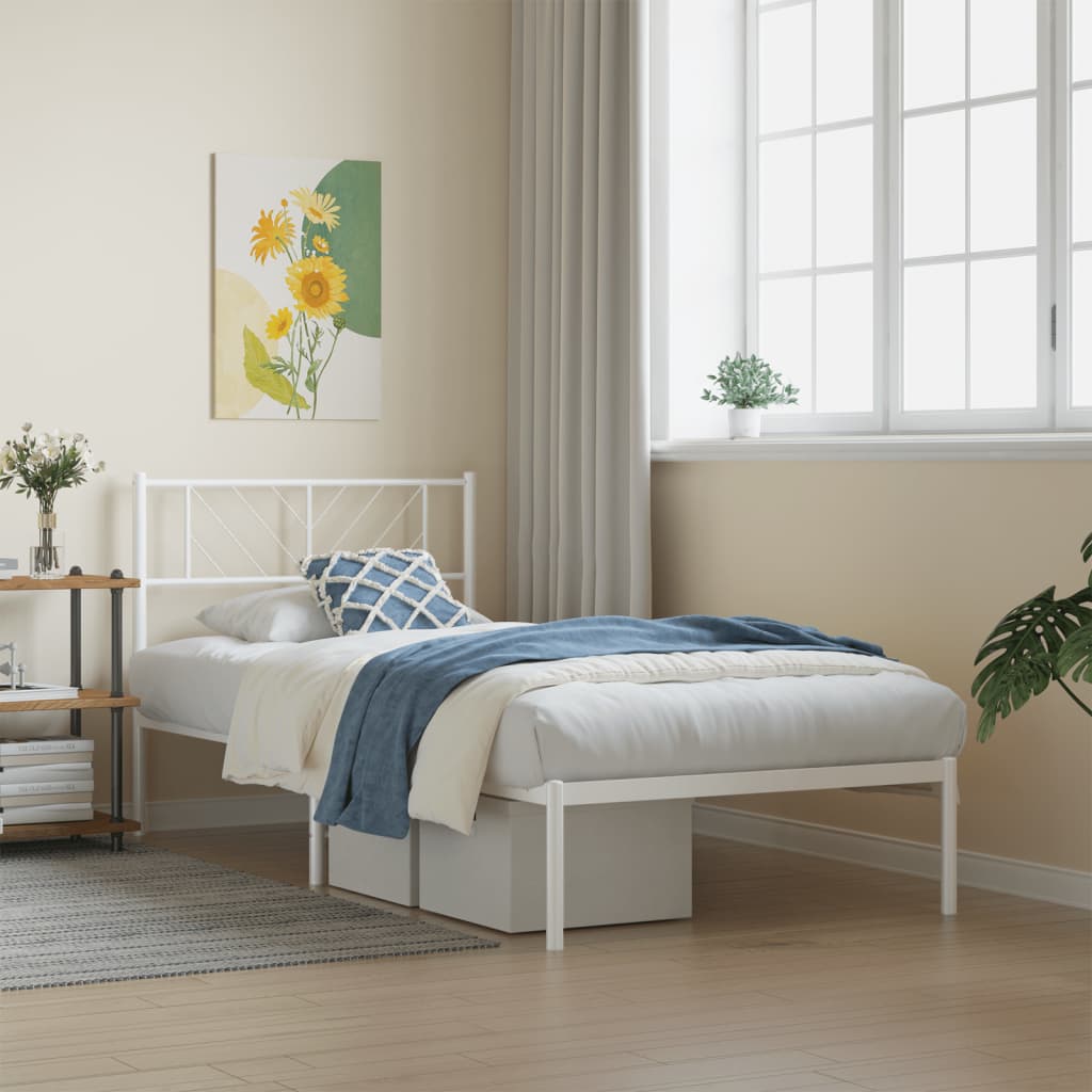 sengeramme uden madras med hovedgærde 75x190 cm hvid