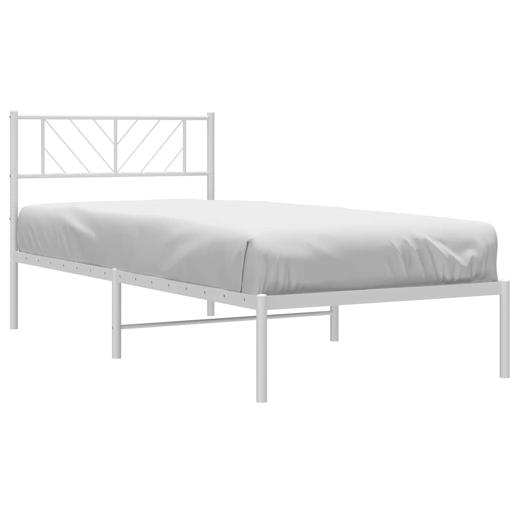 sengeramme med sengegavl 100x190 cm metal hvid