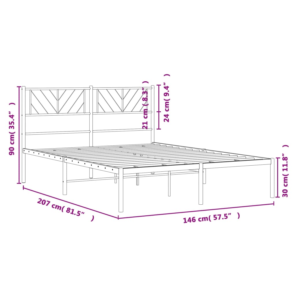 sengeramme med sengegavl 140x200 cm metal hvid