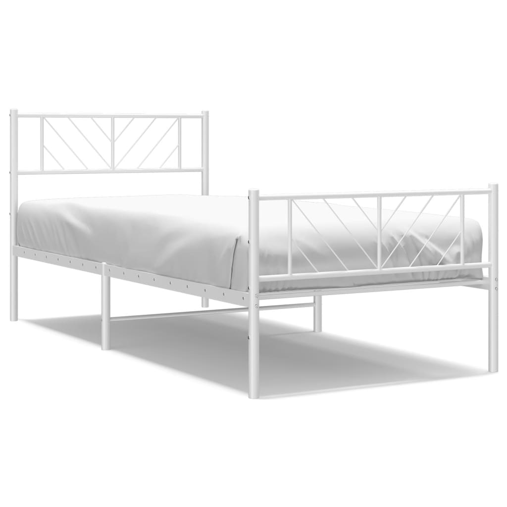 sengeramme med sengegavl og fodgærde 75x190 cm metal hvid