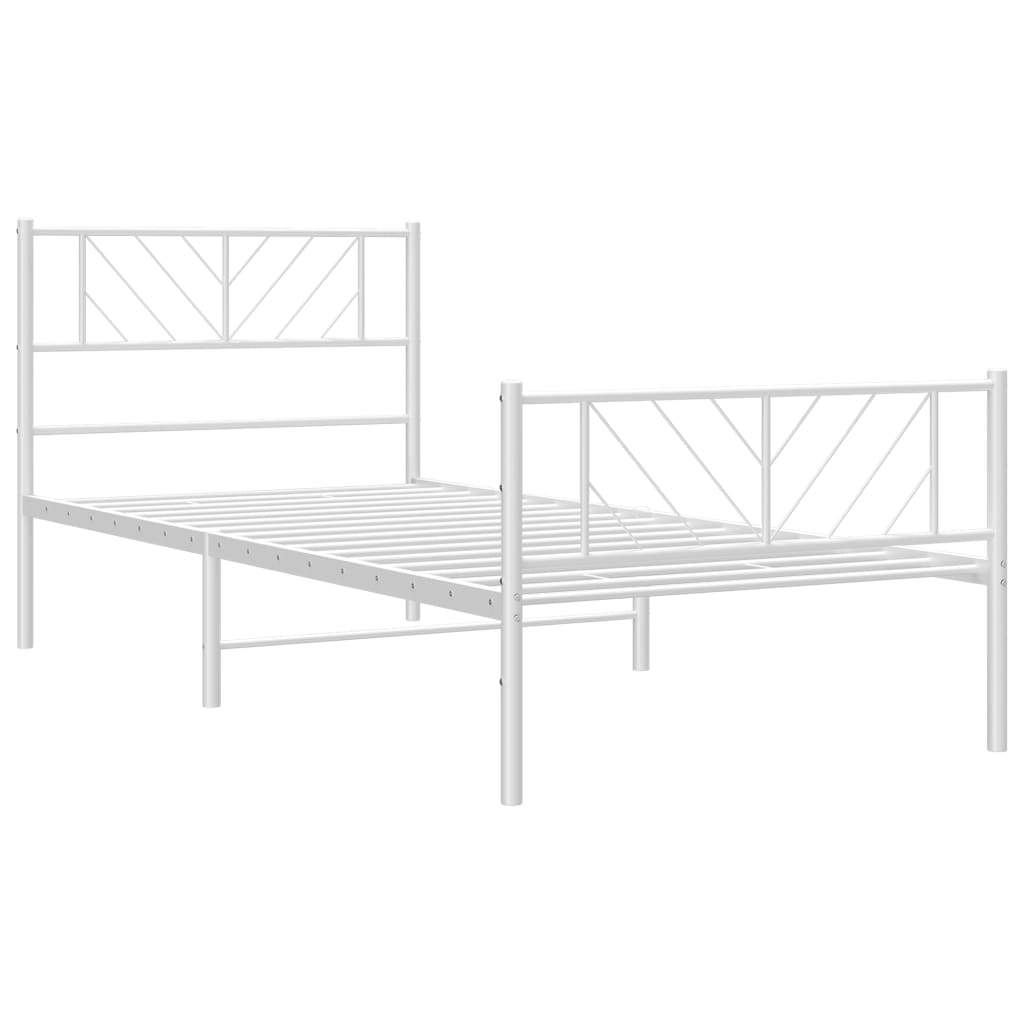 sengeramme med sengegavl og fodgærde 75x190 cm metal hvid