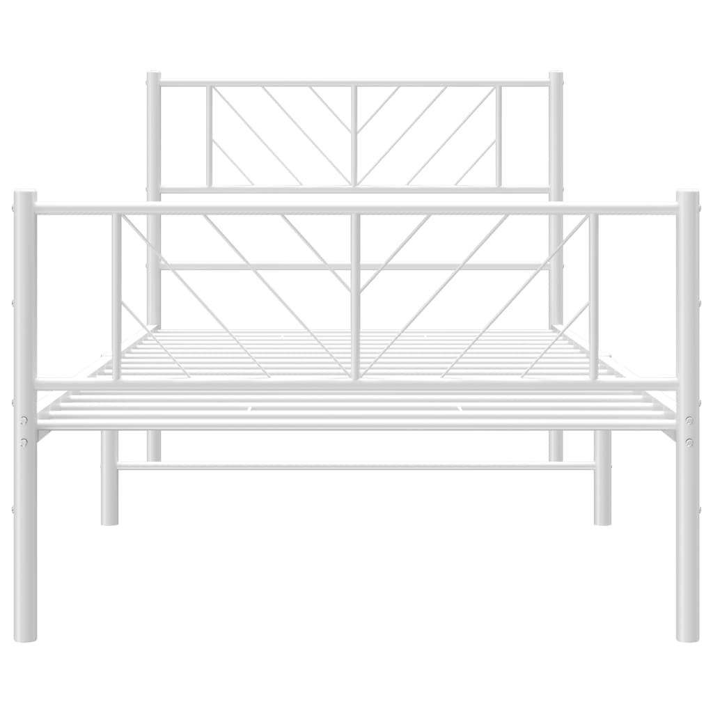 sengeramme med sengegavl og fodgærde 75x190 cm metal hvid