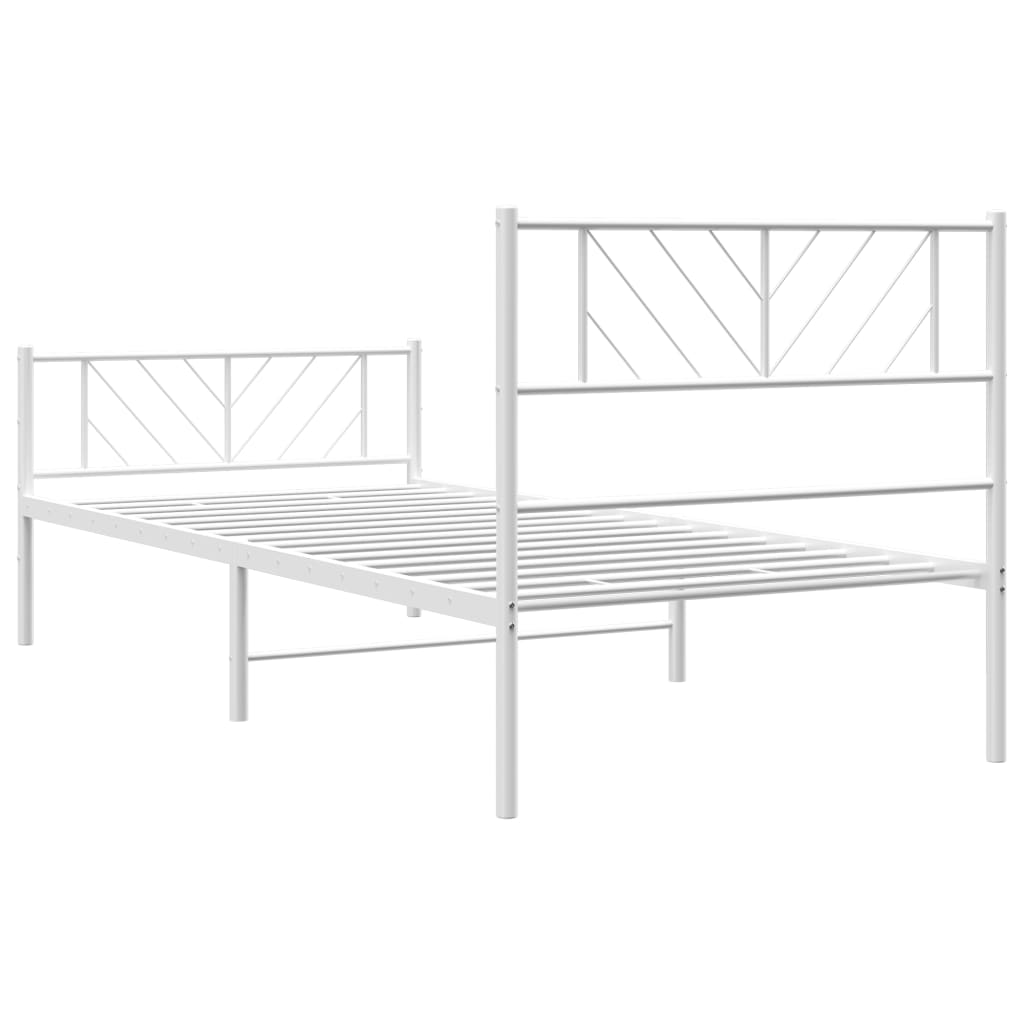 sengeramme med sengegavl og fodgærde 75x190 cm metal hvid