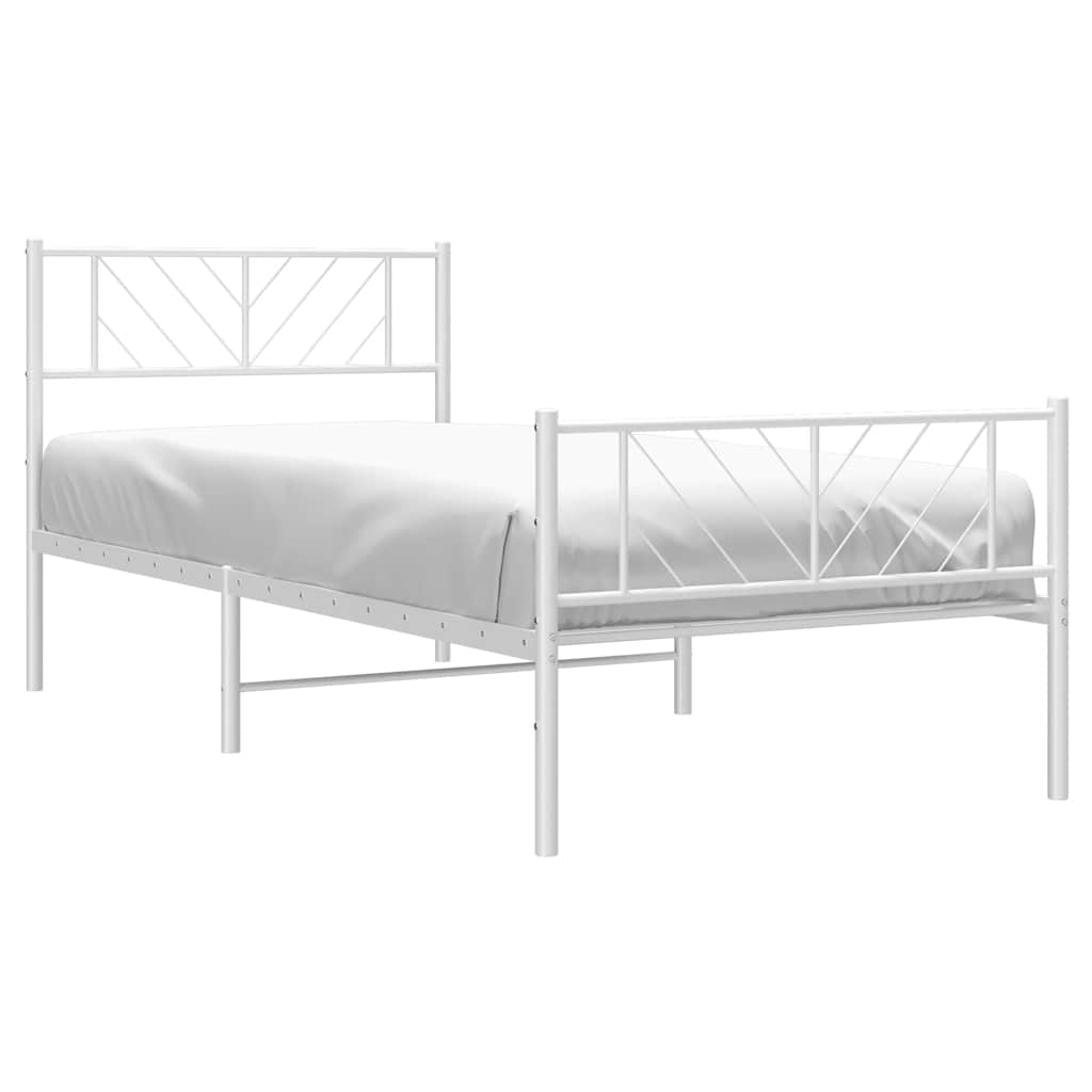 sengeramme med sengegavl og fodgærde 100x190 cm metal hvid